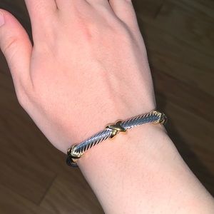 Gold X Design Cable Bracelet